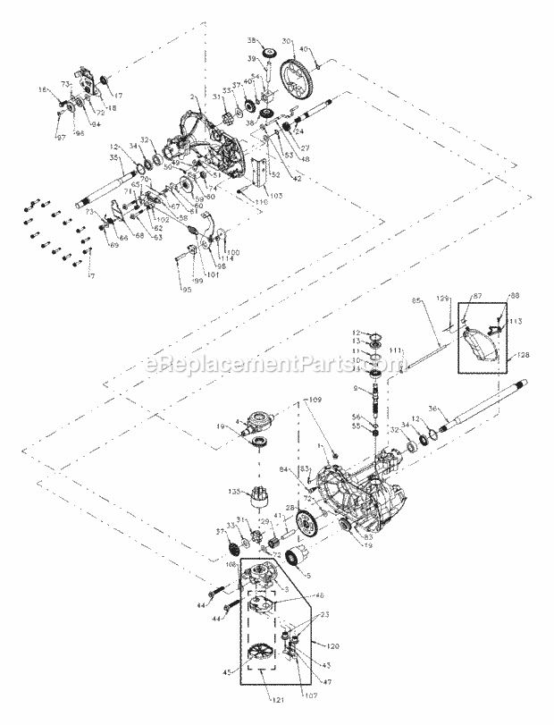Hydrostatic Transmission Diagram and Parts List for 1525 13A-221F100 Cub Cadet Lawn Tractor